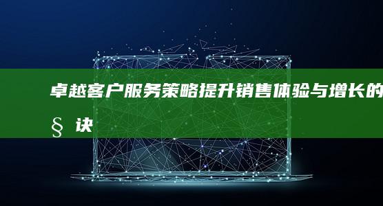 卓越客户服务策略：提升销售体验与增长的秘诀